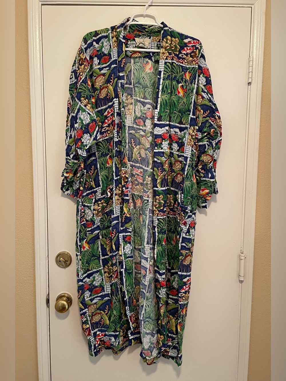 Vintage Reyn Spooner Robe Size L/XL Aloha Rayon Hawaiian Miley Collection •Tie